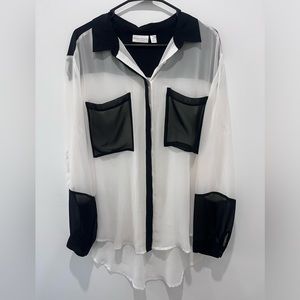 Bisou Bisou Black and White Button Down Shirt